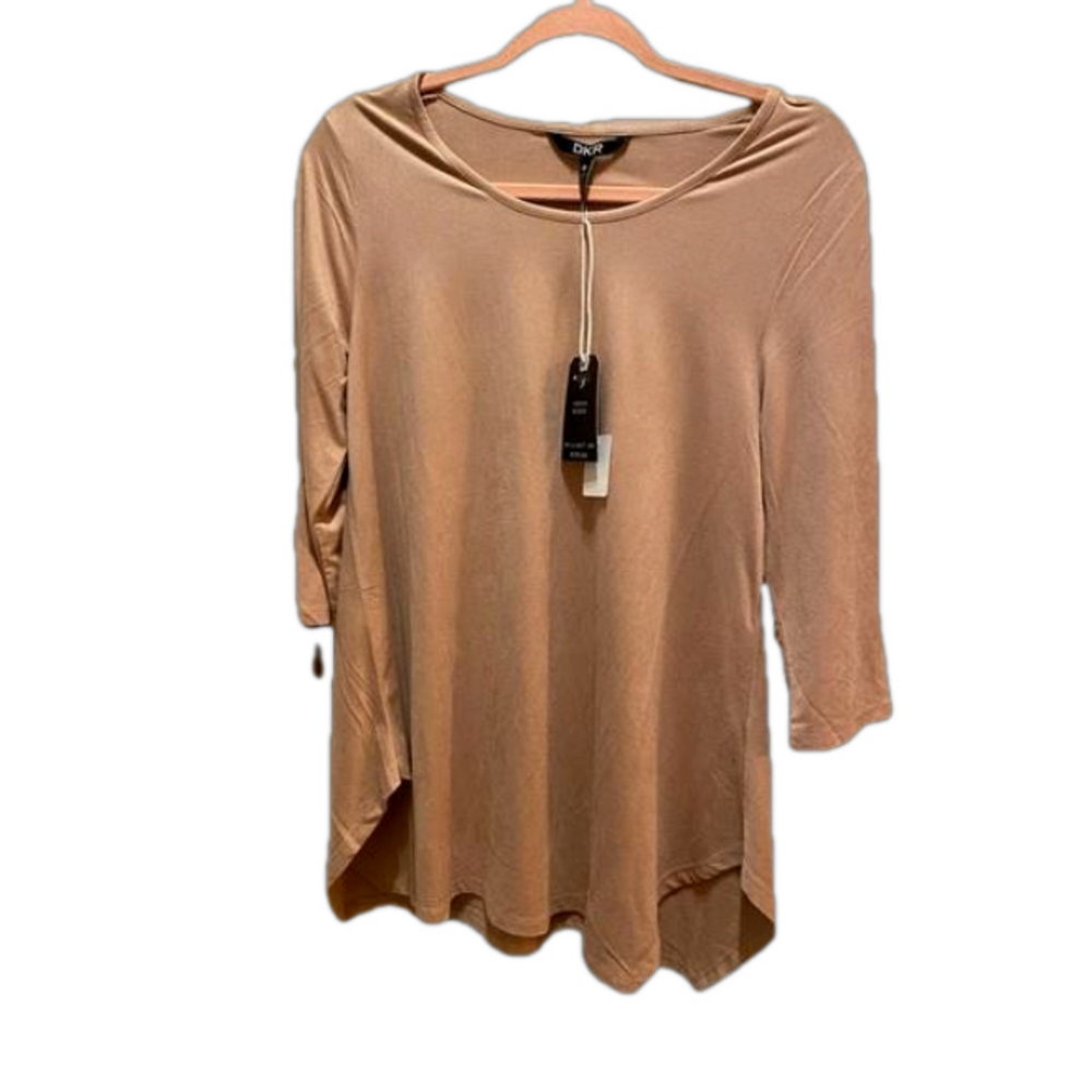 NWT DKR Designed in Canada Vegan Suede Asymmetrical Tunic Top Tan Beige S